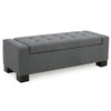 Liani Ottoman Bench, Button Tufted Gray, 50 Inch, Lift Top Storage