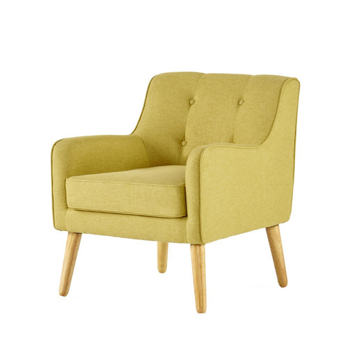 Tilo Accent Armchair | Modern Yellow Fabric | Splayed Birch Wood Legs