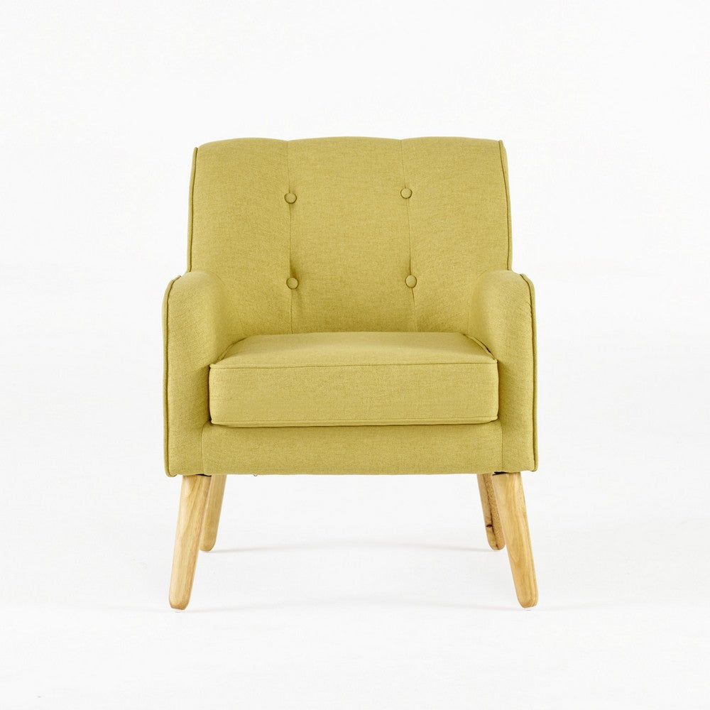Tilo Accent Armchair | Modern Yellow Fabric | Splayed Birch Wood Legs