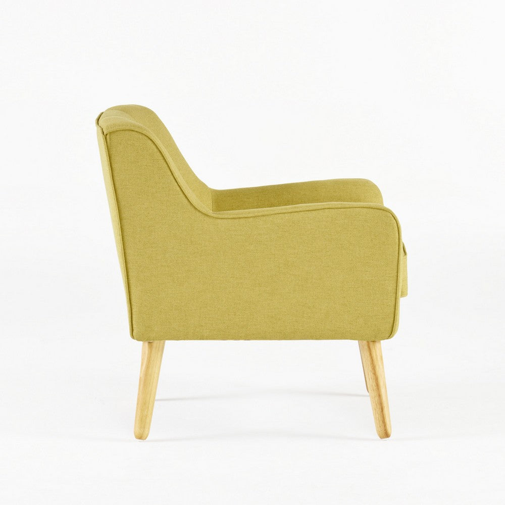 Tilo Accent Armchair | Modern Yellow Fabric | Splayed Birch Wood Legs
