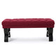 Riam Ottoman Bench 41 Inch Button Tufted Rounded Wood Legs Red