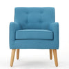 Tilo Accent Lounge Armchair Blue Fabric Splayed Birch Wood Legs BM327012