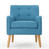 Tilo Accent Lounge Armchair | Blue Fabric | Splayed Birch Wood Legs