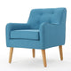 Tilo Accent Lounge Armchair Blue Fabric Splayed Birch Wood Legs BM327012