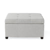 Jyan Square Ottoman Hidden Storage 35 Inch Gray Fabric Birch Wood BM327014
