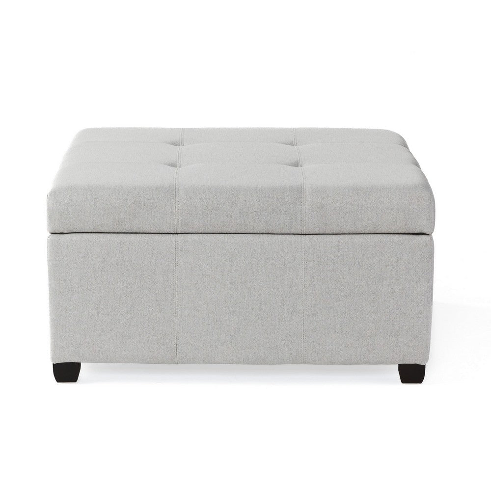 Jyan Square Ottoman Hidden Storage 35 Inch Gray Fabric Birch Wood BM327014