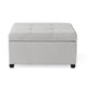 Jyan Square Ottoman Hidden Storage 35 Inch Gray Fabric Birch Wood BM327014