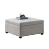 Jyan Square Ottoman, Hidden Storage, 35 Inch, Gray Fabric, Birch Wood