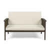 Gerry Outdoor Loveseat Slat Panel Design 53 Inch Ivory Cushions