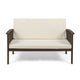 Gerry Outdoor Loveseat Slat Panel Design 53 Inch Ivory Cushions