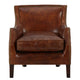 Accent Sofa Chair | Studded Trim Brown Top Grain Leather | Rubberwood
