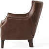 Accent Sofa Chair | Studded Trim Brown Top Grain Leather | Rubberwood