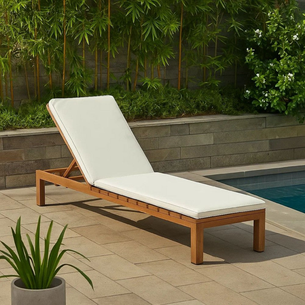 Pina Outdoor Cushion for Lounge Chaise, 79 Inch, Plush White Fabric