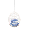 Kiwi Hanging Basket Chair w Chain, Egg Shape, Rattan Weaving, White