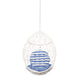 Kiwi Hanging Basket Chair w Chain, Egg Shape, Rattan Weaving, White