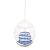 Kiwi Hanging Basket Chair w Chain Egg Shape Rattan Weaving White BM327020