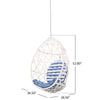 Kiwi Hanging Basket Chair w Chain, Egg Shape, Rattan Weaving, White