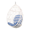 Tubo Hanging Accent Chair | Egg Shape | Rattan Woven | White Metal