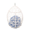 Tubo Hanging Accent Chair | Egg Shape | Rattan Woven | White Metal