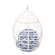 Tubo Hanging Accent Chair | Egg Shape | Rattan Woven | White Metal
