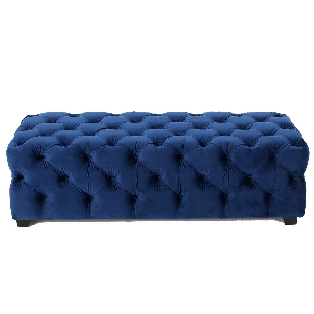 Puro Ottoman Bench | 51" | Button Tufted | Plush Navy Blue Velvet