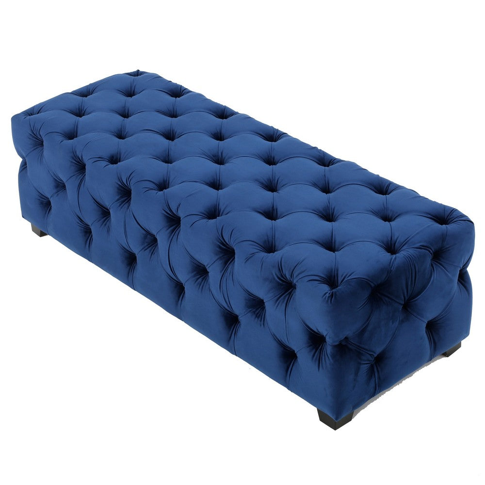 Puro Ottoman Bench | 51" | Button Tufted | Plush Navy Blue Velvet