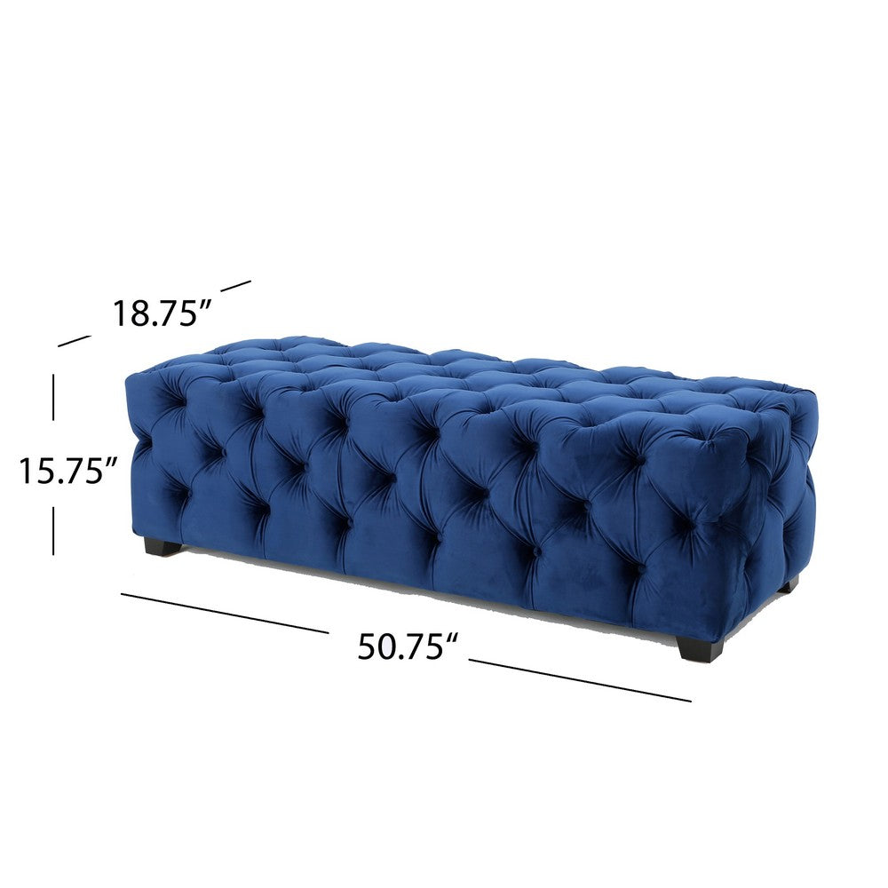 Puro Ottoman Bench | 51" | Button Tufted | Plush Navy Blue Velvet