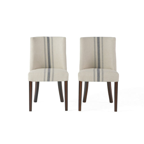 Dining Chair Set of 2, Nailhead Accents, Beige, Brown Rubberwood Legs