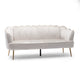 Nika Sofa | 3 Seater | Channel Stitching | 76" | Beige Velvet | Gold