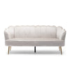 Nika Sofa | 3 Seater | Channel Stitching | 76" | Beige Velvet | Gold