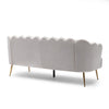 Nika Sofa | 3 Seater | Channel Stitching | 76" | Beige Velvet | Gold