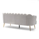Nika Sofa | 3 Seater | Channel Stitching | 76" | Beige Velvet | Gold
