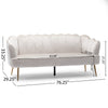 Nika Sofa | 3 Seater | Channel Stitching | 76" | Beige Velvet | Gold