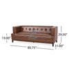 Alio Sofa | 81" | Tuxedo Arms | Chesterfield Tuft Brown Faux Leather