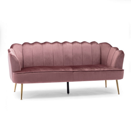 Nika Sofa | 3 Seater | Channel Stitching | 76" | Blush Pink Velvet