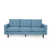 Apex Sofa 3 Seater 83 Inch Button Tufted Light Blue Fabric Black BM327033