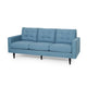 Apex Sofa, 3 Seater, 83 Inch, Button Tufted, Light Blue Fabric, Black