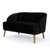 Loveseat | Channel Stitching | Tapered Wood Legs | 50" | Black Velvet
