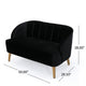 Loveseat | Channel Stitching | Tapered Wood Legs | 50" | Black Velvet