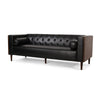 Biya Sofa | 90" | Chesterfield Tufted Black Faux Leather | 2 Pillows