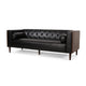 Biya Sofa | 90" | Chesterfield Tufted Black Faux Leather | 2 Pillows