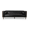 Biya Sofa | 90" | Chesterfield Tufted Black Faux Leather | 2 Pillows