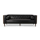 Biya Sofa | 90" | Chesterfield Tufted Black Faux Leather | 2 Pillows