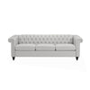 Sofa 3 Seater Button Tufted Gray Fabric 83 Inch Flared Rolled Arms BM327036