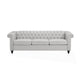Sofa 3 Seater Button Tufted Gray Fabric 83 Inch Flared Rolled Arms BM327036