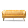 Nika Sofa Modern Channel Stitched 76 Inch Solid Wood Yellow Velvet BM327037