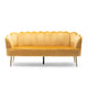 Nika Sofa Modern Channel Stitched 76 Inch Solid Wood Yellow Velvet BM327037