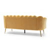 Nika Sofa Modern Channel Stitched 76 Inch Solid Wood Yellow Velvet BM327037
