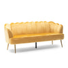 Nika Sofa, Modern Channel Stitched, 76 Inch, Solid Wood, Yellow Velvet