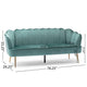 Nika Sofa | Modern Channel Stitched | 76" | Solid Wood | Blue Velvet
